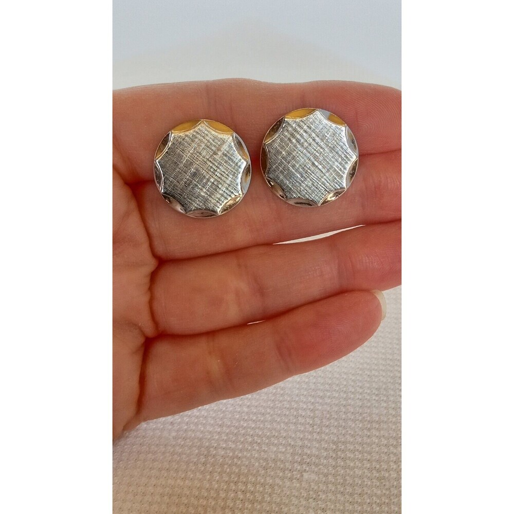 Vintage Anson Faceted Edge Round Mid Century Modern Cufflinks